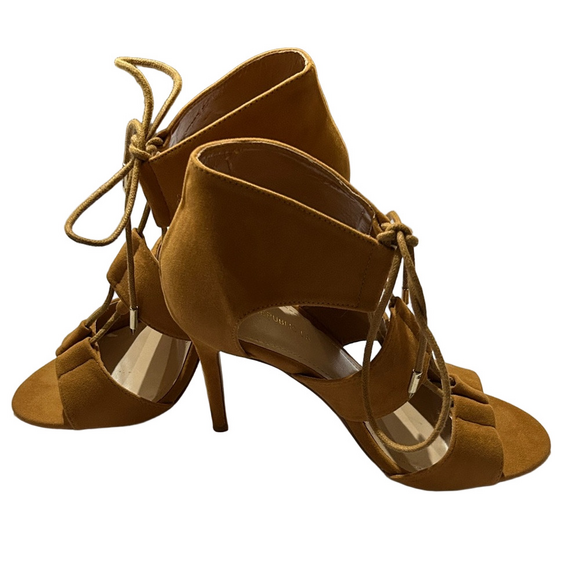 Shoe Republic LA. Caramel cut- out open toe Heeled Sandals size 9 4.5” heels. - Picture 1 of 5